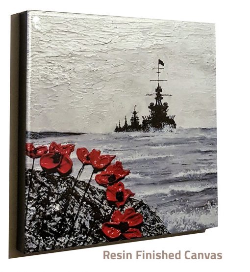 Where The Sea Winds Blow, The Poppies Grow - resin finished Canvas