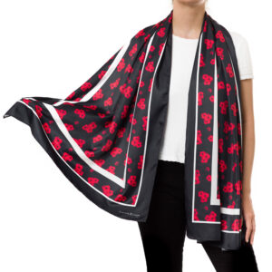 'Timeless' poppy print scarf in black, by Jacqueline Hurley